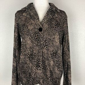 NWT Sarah B Studio Leopard Blouse Top Size Medium